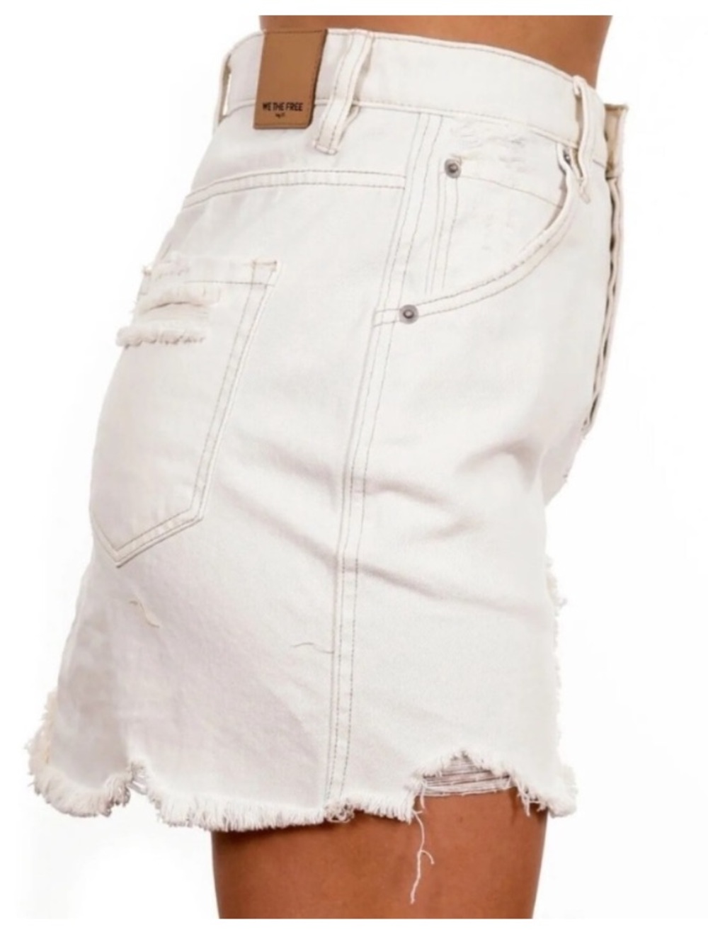 We The Free Distressed Denim Skirt
